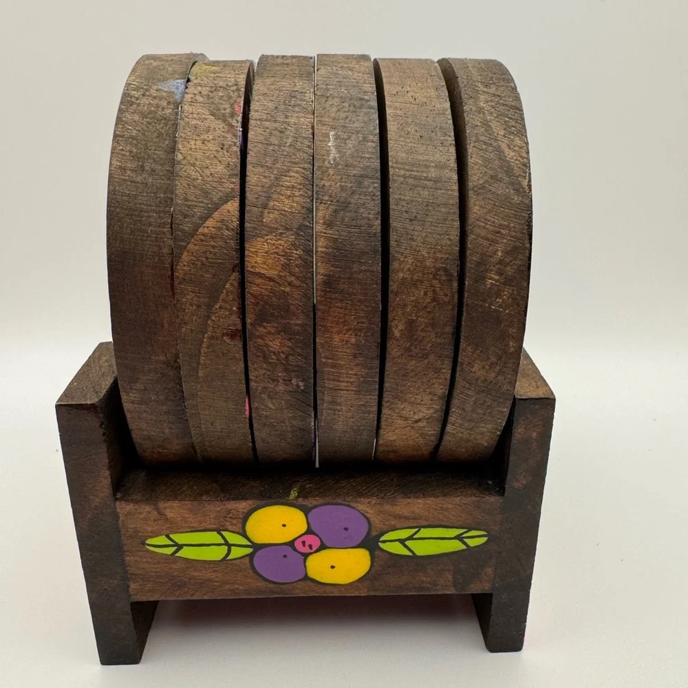 Colorful Wooden Coaster Set